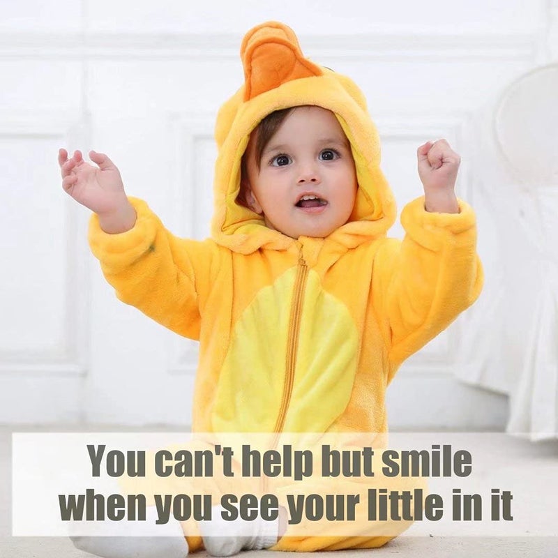 OLLULL Baby Duck Costumes Unisex Toddler Outfit Halloween Dress Up Romper 6-12 Months - Image 2